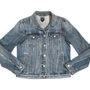 GAP‎ Denim Jacket Women S Medium Wash Blue Jean Classic Trucker Style Y2K 90s